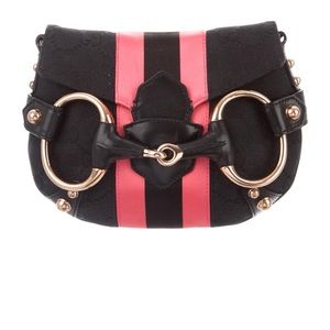 GUCCI BY TOM FORD GG BLACK CANVAS HORSEBIT CLUTCH